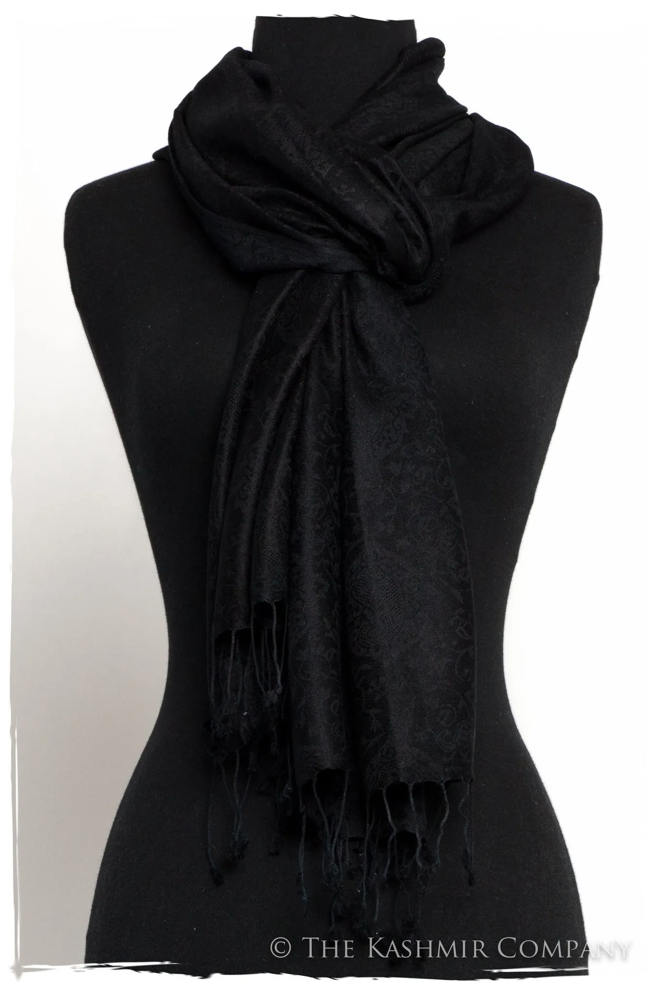 Noir Jacquard Paisley Silk Scarf / Shawl