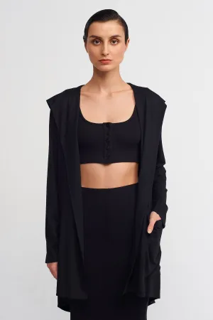 Nu Hooded Bamboo Cardigan Black