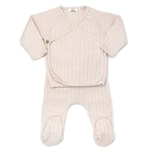 oh baby! Cable Kimono Footies Set - Vanilla