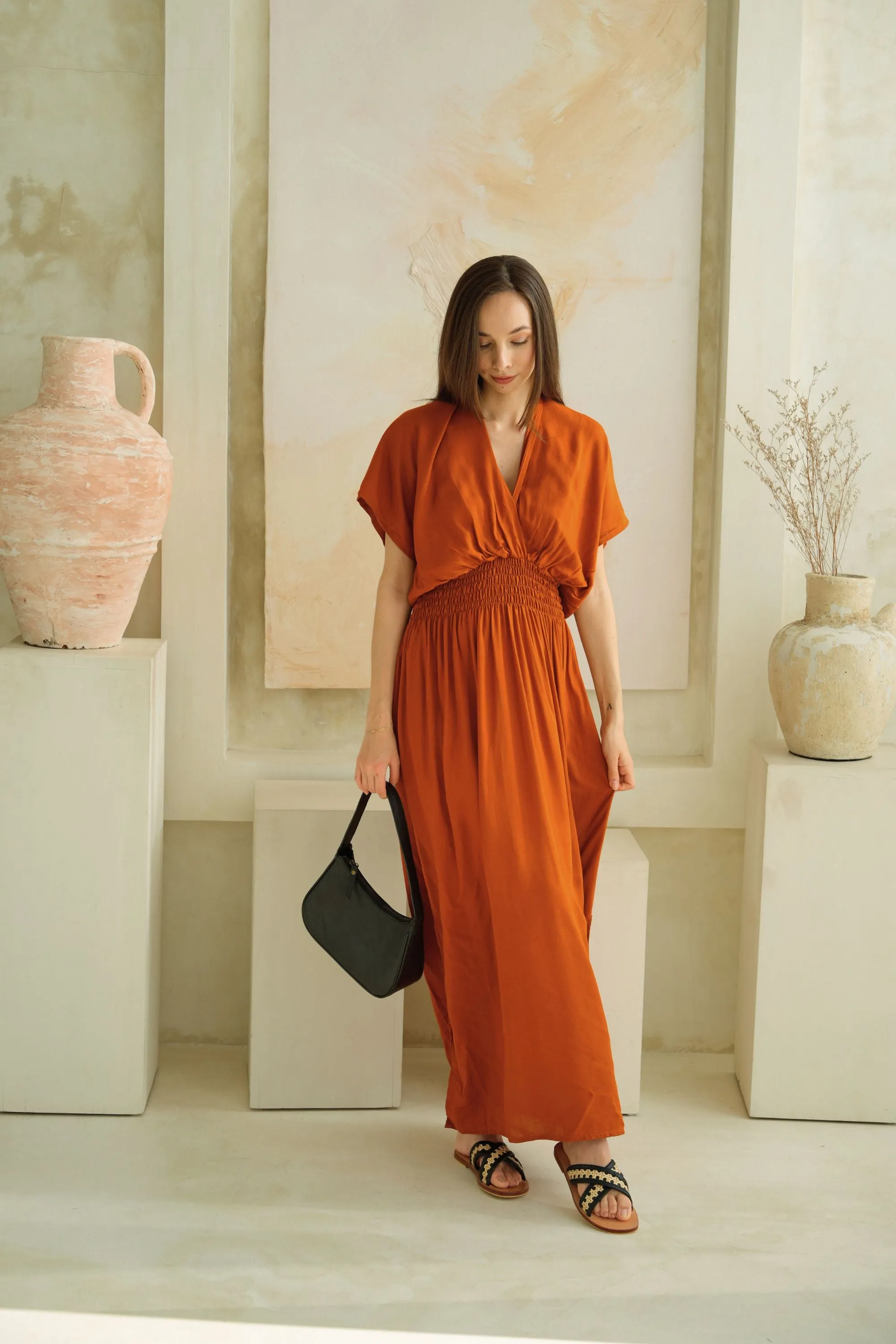 Olivia Maxi Dress in Terracotta