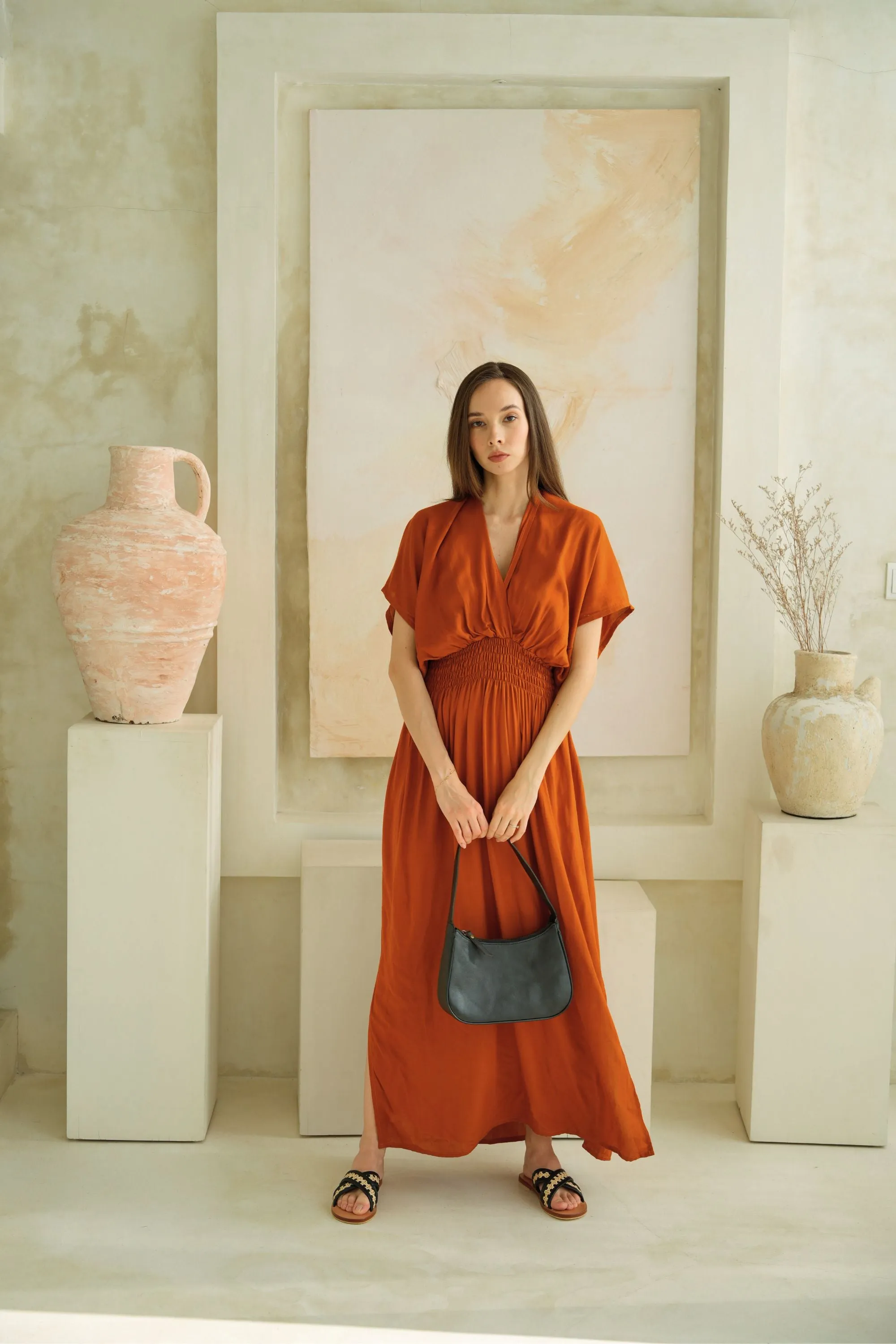 Olivia Maxi Dress in Terracotta