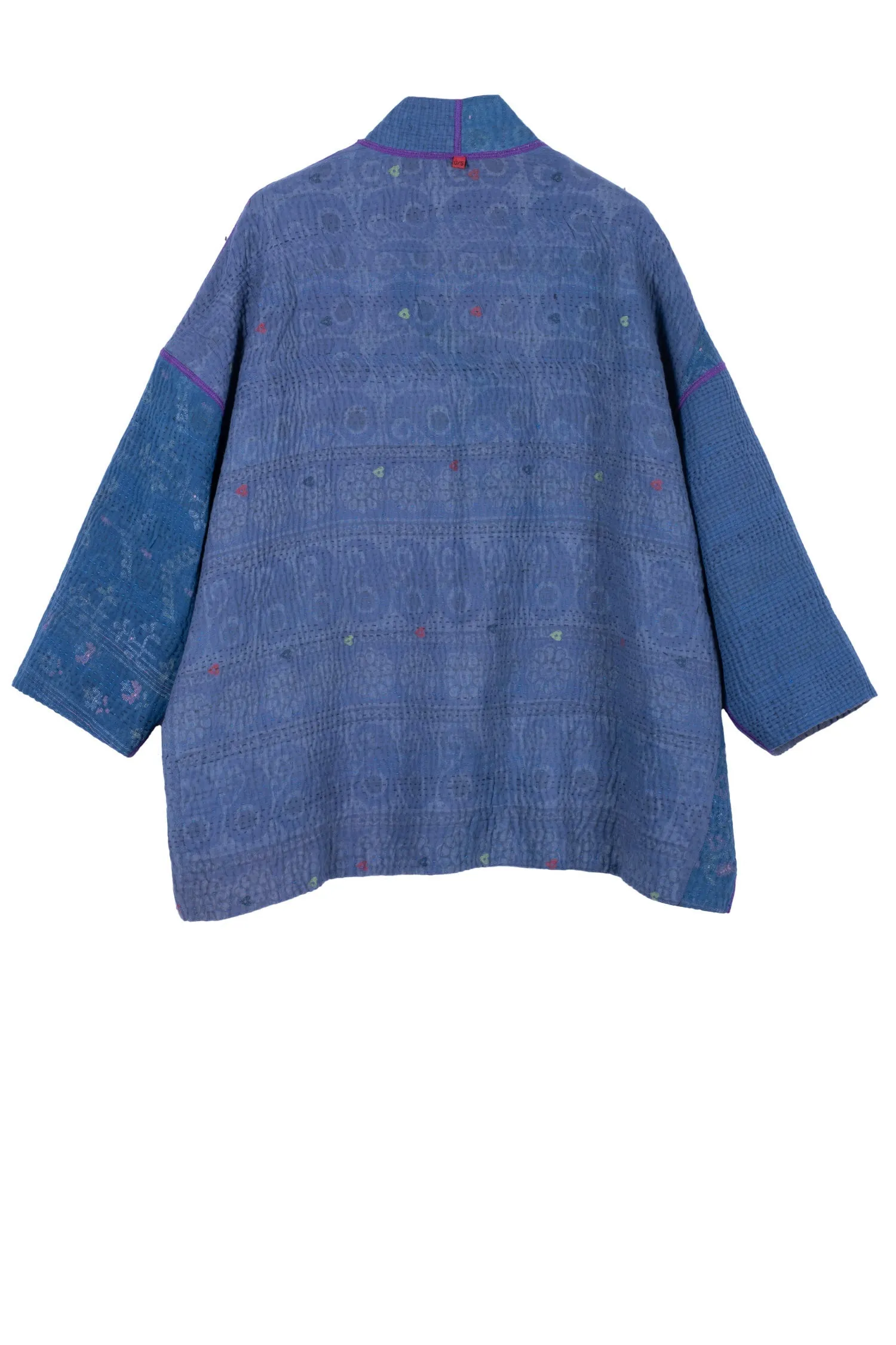 OMBRE PATCHED KANTHA MINI KIMONO JKT - op4055-blu -