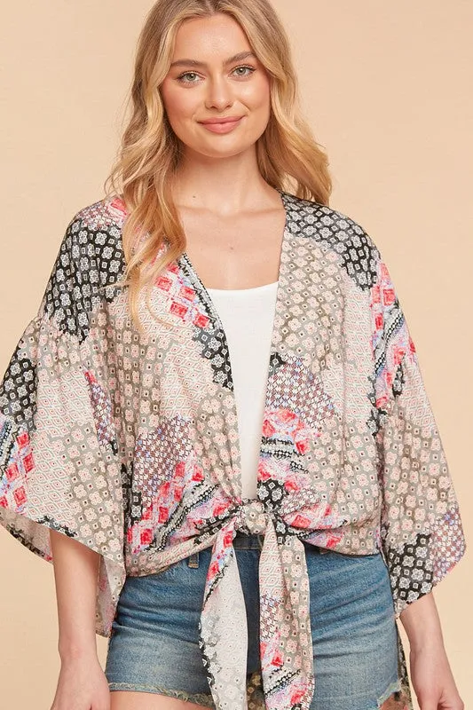 *Online Exclusive* Bohemian Ethnic Rayon Challis Cover Up Kimono