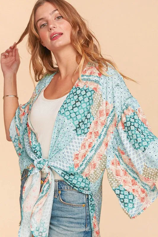 *Online Exclusive* Bohemian Ethnic Rayon Challis Cover Up Kimono