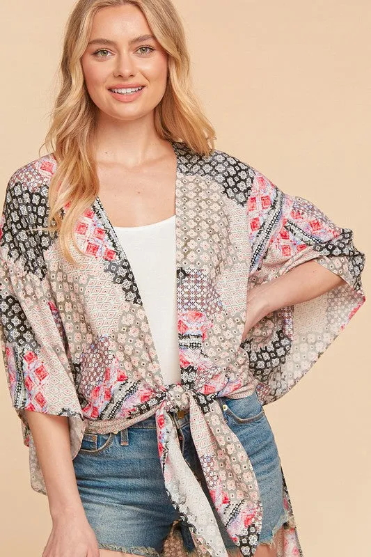 *Online Exclusive* Bohemian Ethnic Rayon Challis Cover Up Kimono