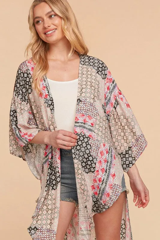 *Online Exclusive* Bohemian Ethnic Rayon Challis Cover Up Kimono