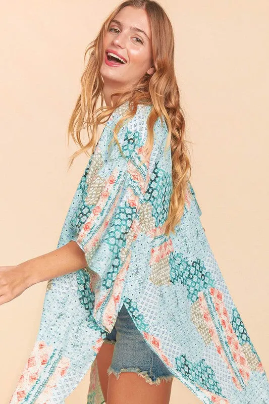 *Online Exclusive* Bohemian Ethnic Rayon Challis Cover Up Kimono