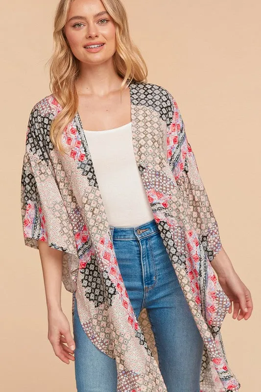 *Online Exclusive* Bohemian Ethnic Rayon Challis Cover Up Kimono