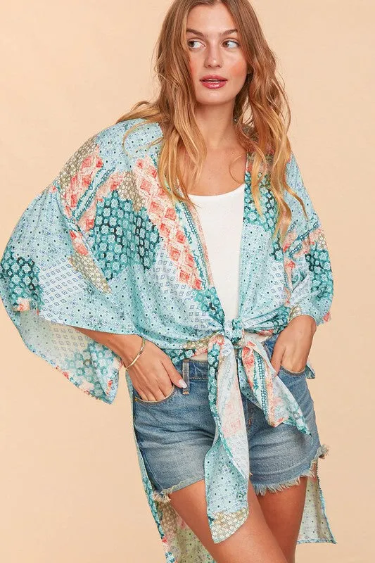 *Online Exclusive* Bohemian Ethnic Rayon Challis Cover Up Kimono