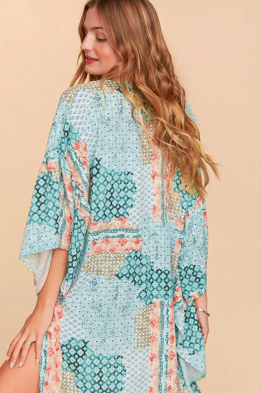 *Online Exclusive* Bohemian Ethnic Rayon Challis Cover Up Kimono