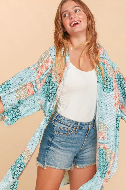 *Online Exclusive* Bohemian Ethnic Rayon Challis Cover Up Kimono