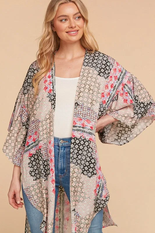 *Online Exclusive* Bohemian Ethnic Rayon Challis Cover Up Kimono