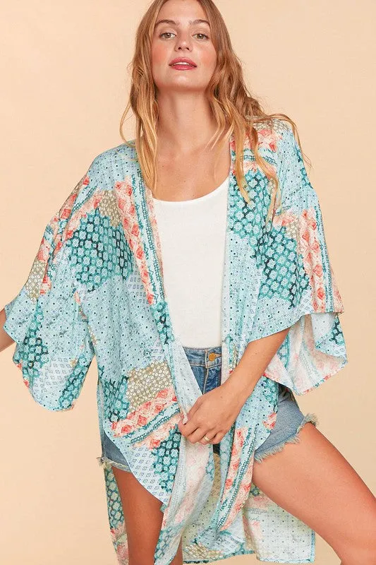 *Online Exclusive* Bohemian Ethnic Rayon Challis Cover Up Kimono