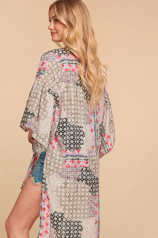 *Online Exclusive* Bohemian Ethnic Rayon Challis Cover Up Kimono