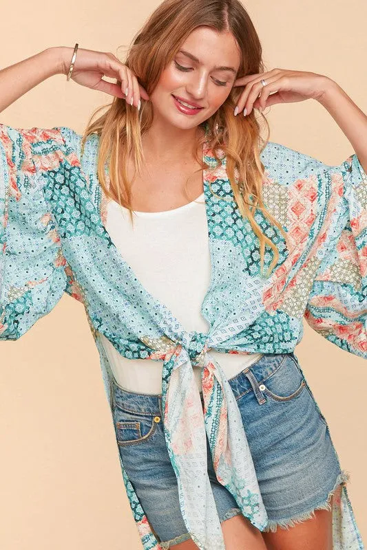 *Online Exclusive* Bohemian Ethnic Rayon Challis Cover Up Kimono