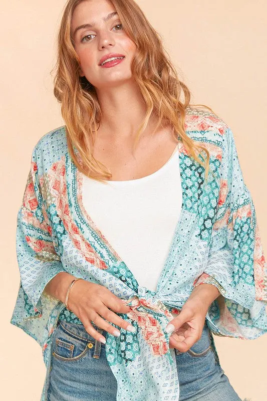 *Online Exclusive* Bohemian Ethnic Rayon Challis Cover Up Kimono