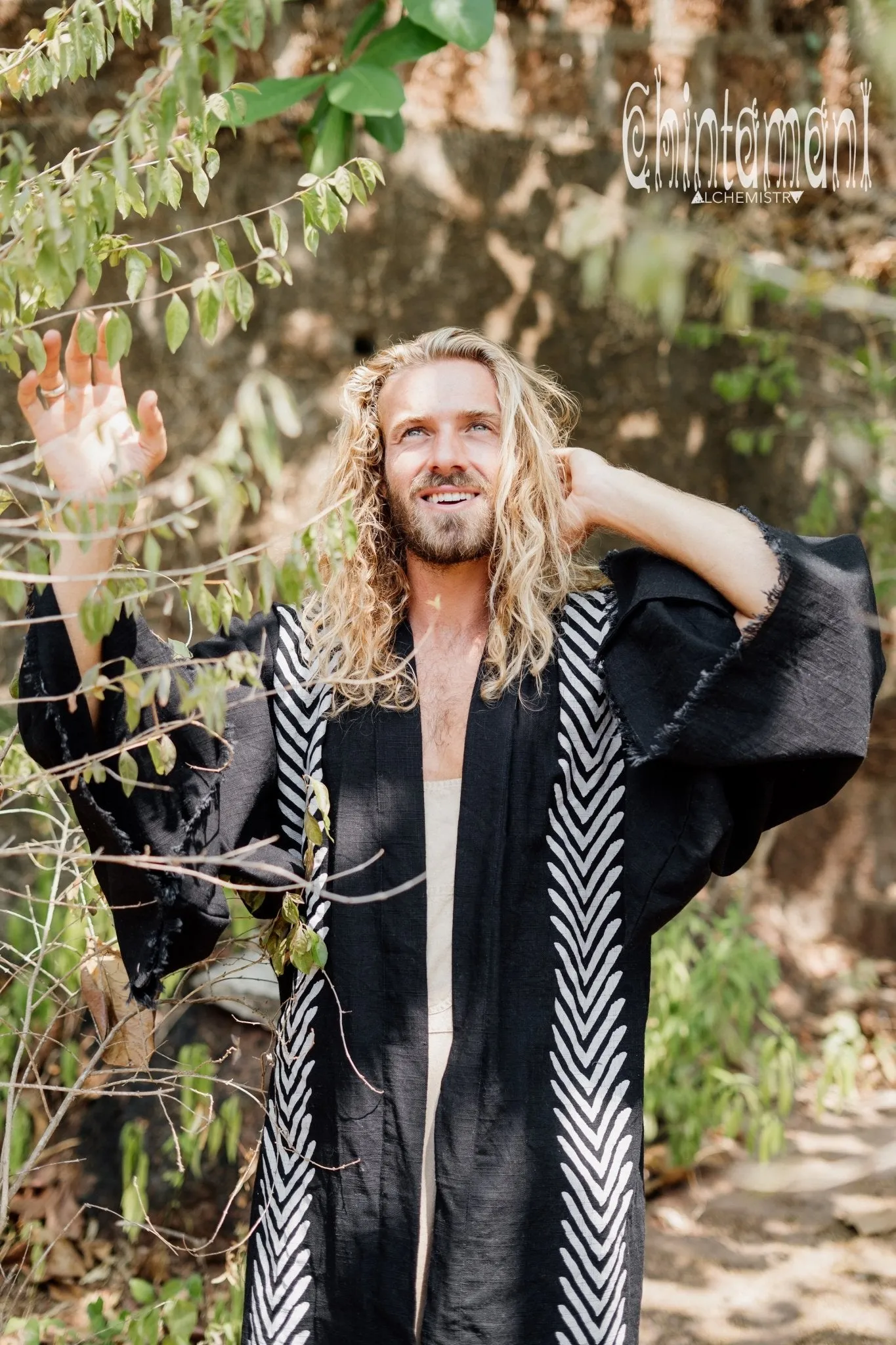 Organic Cotton Kimono Robe / Cardigan for Men / Black