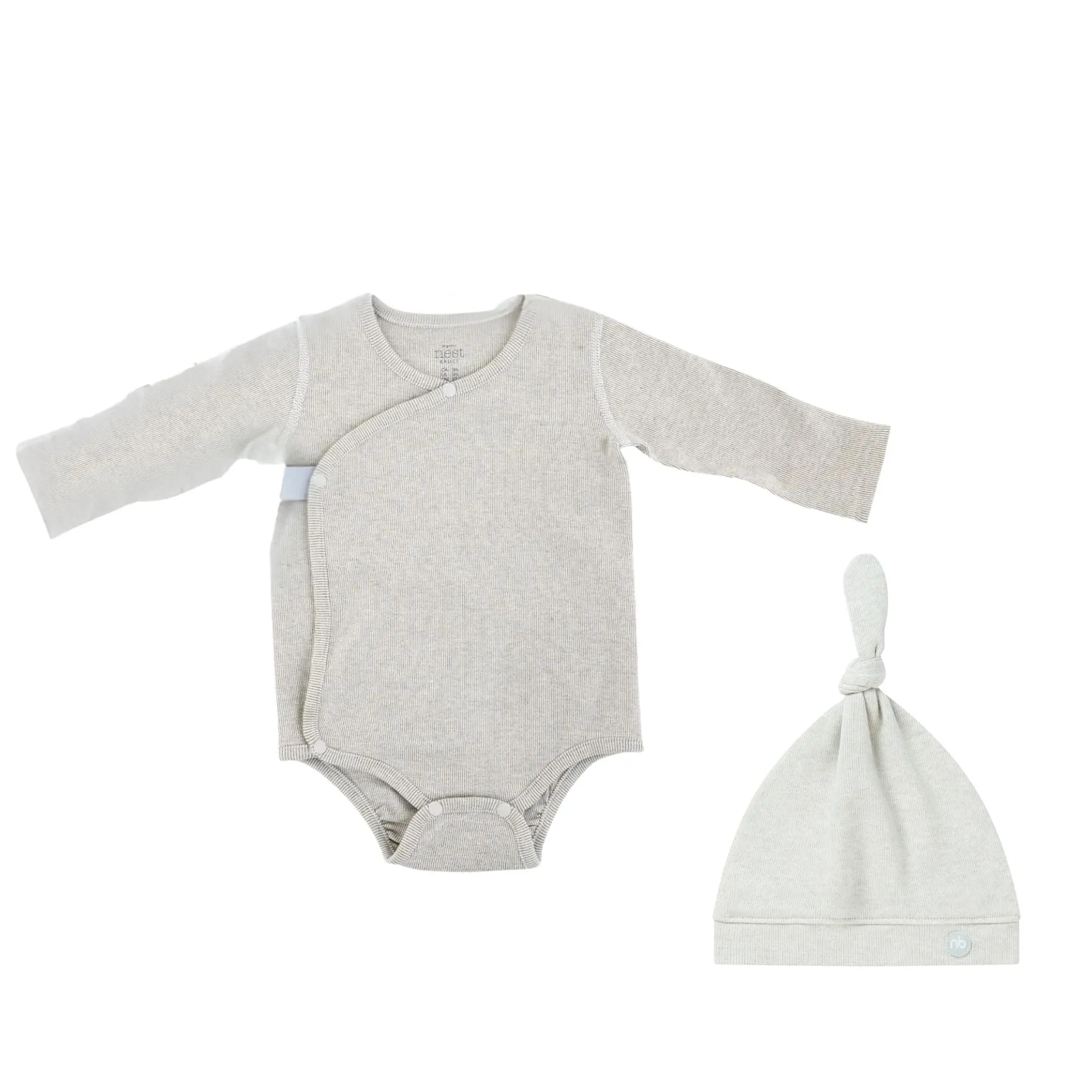 Organic Cotton Ribbed Kimono   Knotted Hat Gift Set