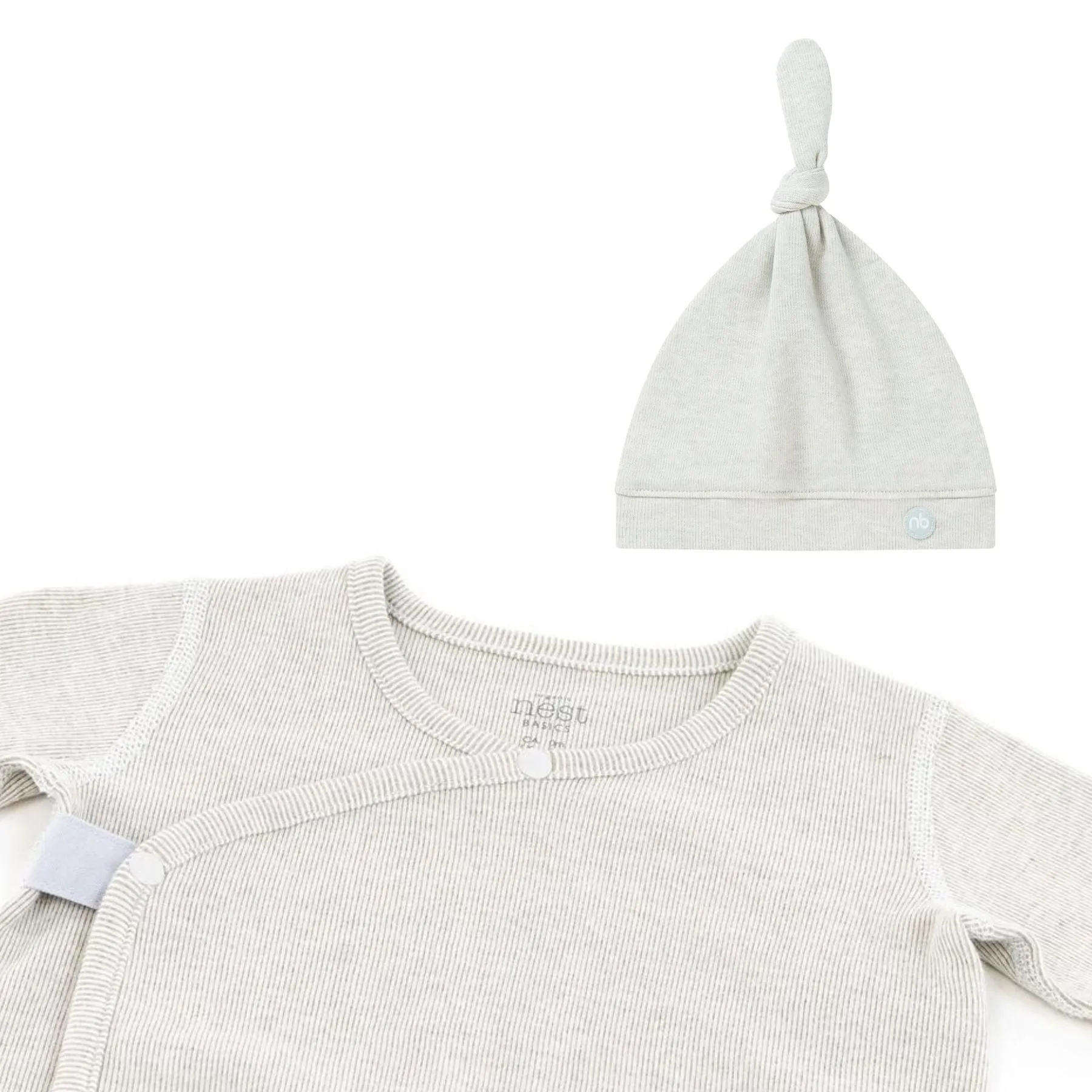 Organic Cotton Ribbed Kimono   Knotted Hat Gift Set