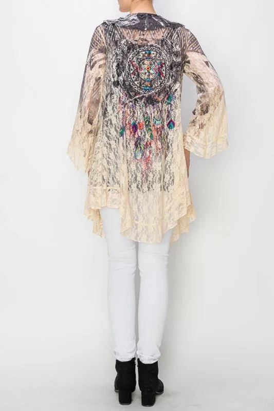 Origami Dreamcatcher Lace Cardigan with Ruffles