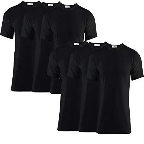 Pack of 6 Men's Extreme Hot 0.45 TOG Thermal Underwear Short Sleeve Vest Free Post Size S-XXL (Black, Small)