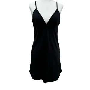 Papillon Women's Black Spaghetti Strap V Neck Adjustable Strap Mini Slip Dress S