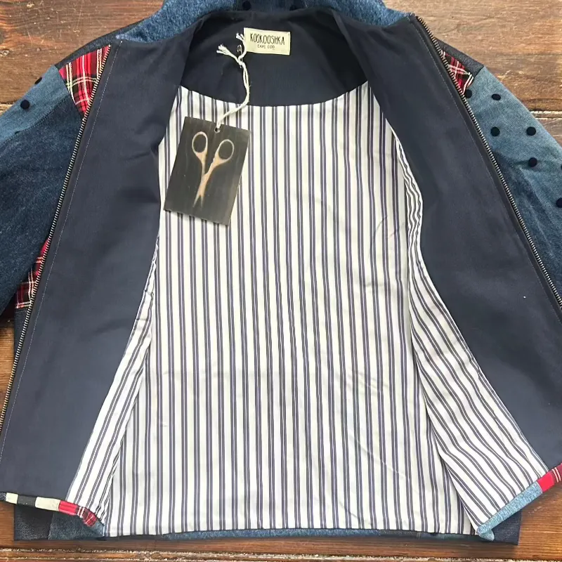 Patchwork Denim Jacket with Iconic Queen Elizabeth Theme