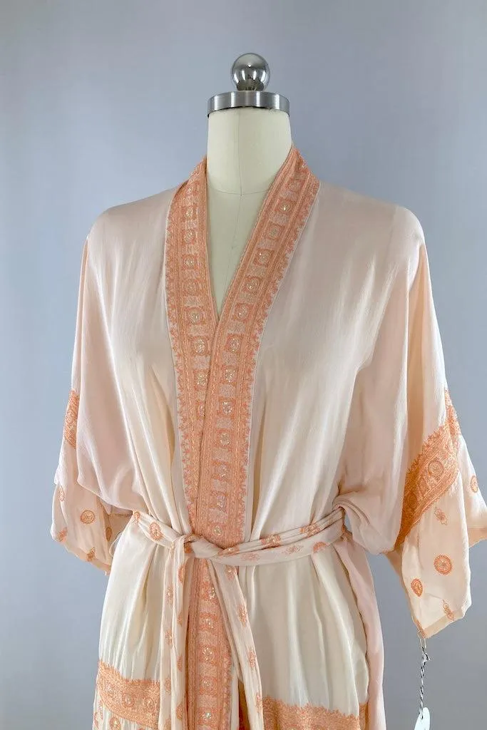 Peach Silk Sari Robe