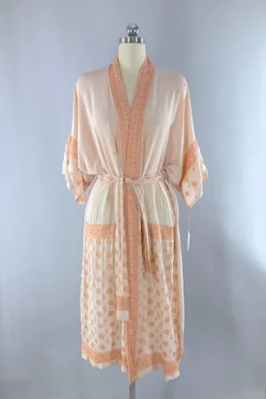 Peach Silk Sari Robe