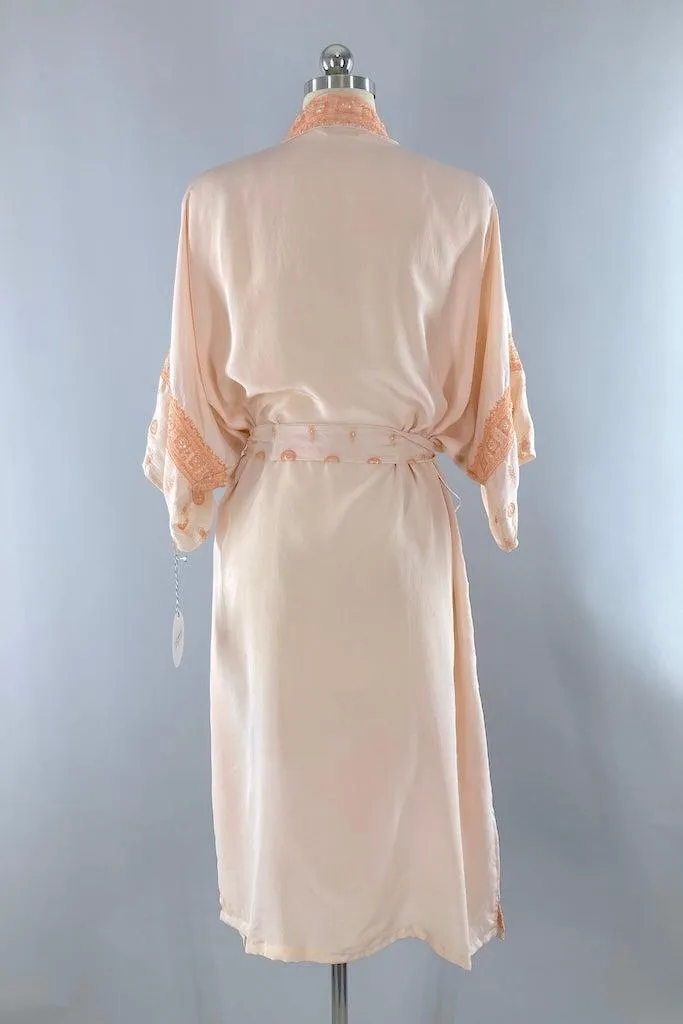 Peach Silk Sari Robe