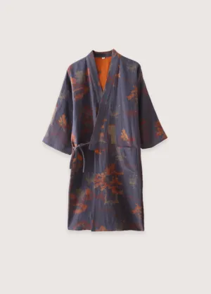 Peignoir kimono bleu femme | Momiji