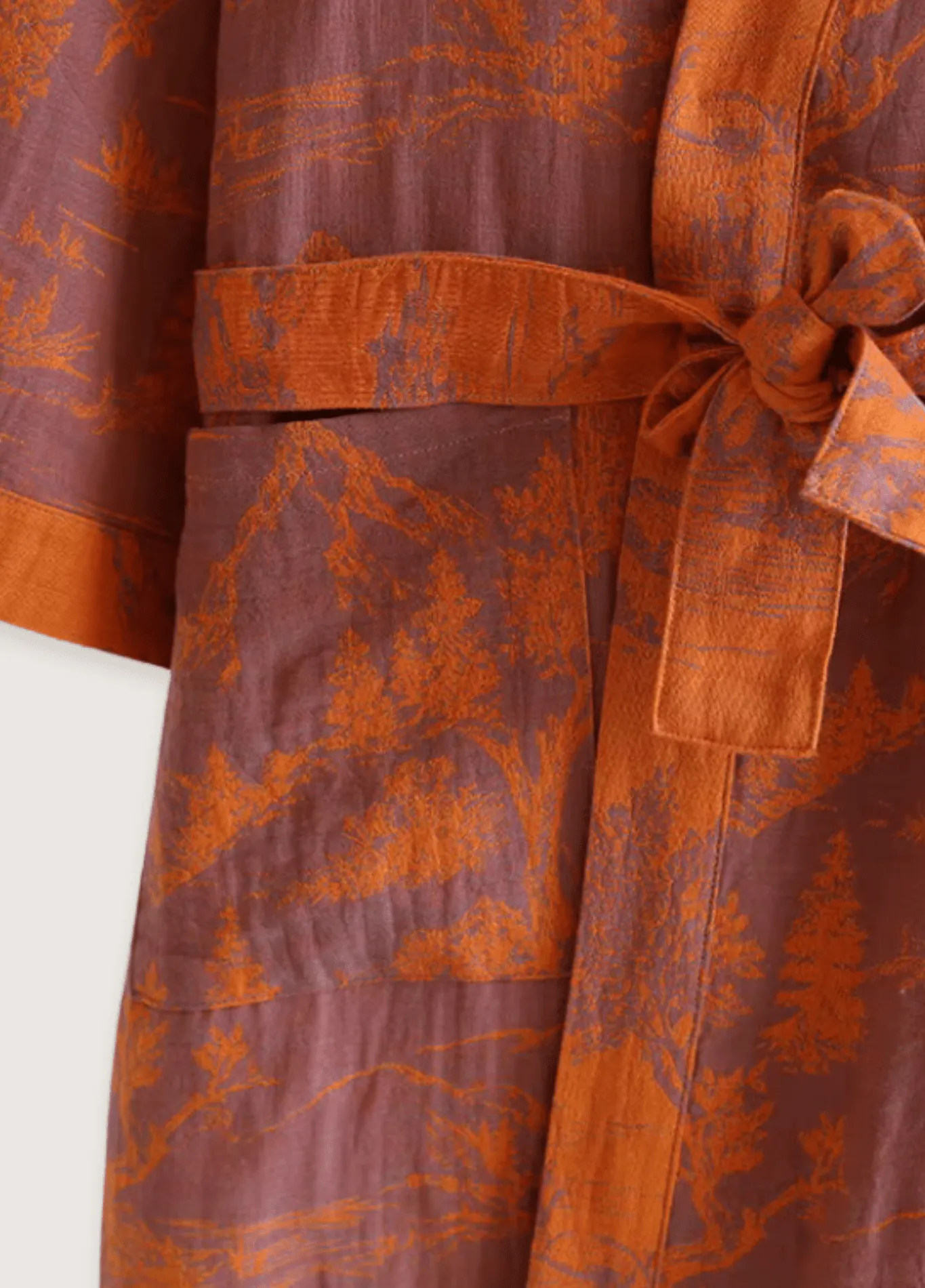 Peignoir kimono orange femme | Ukiyo