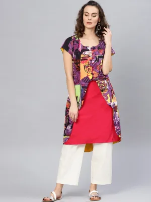 Picasso Printed Asymmetric Jacket Kurta