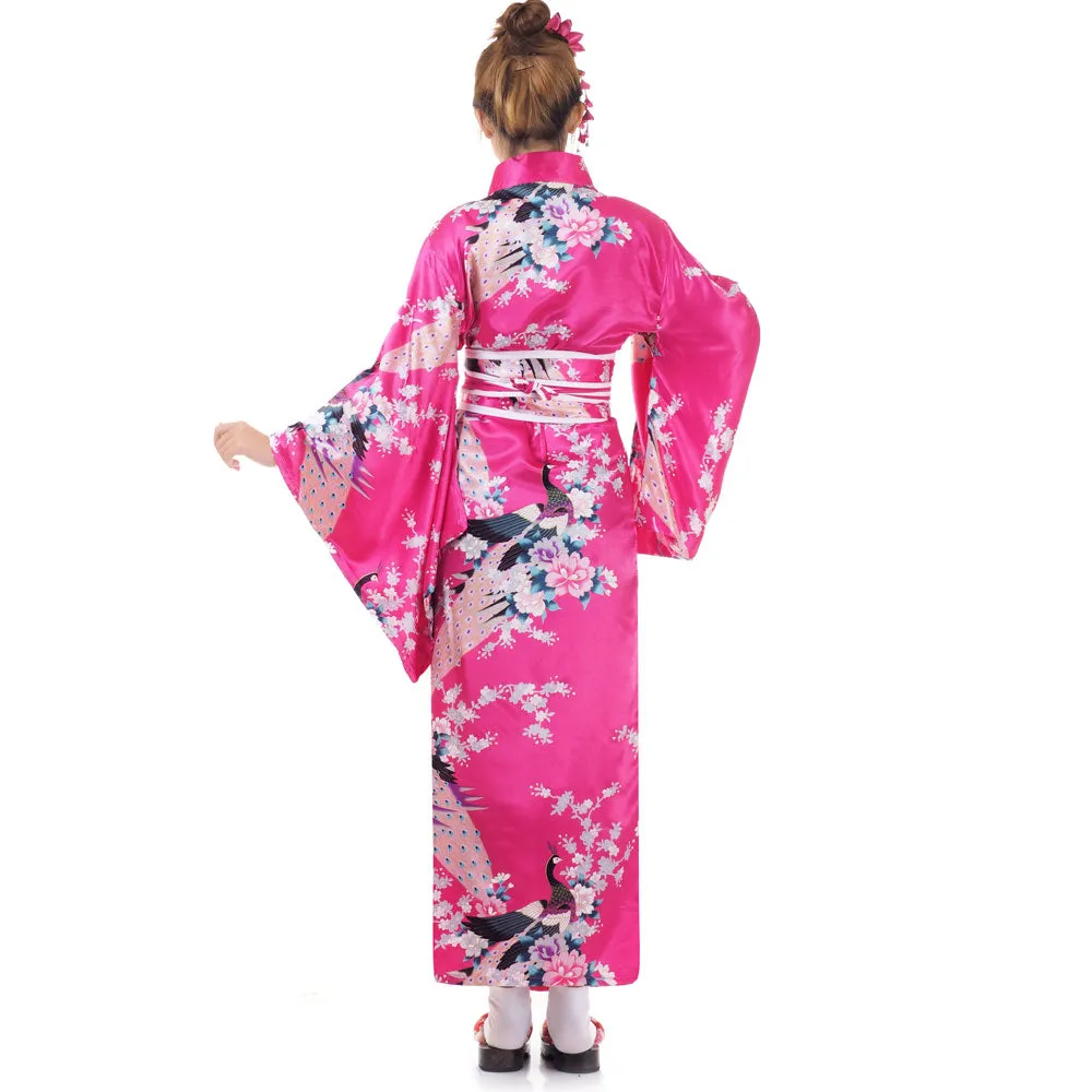 Pink Geisha Yukata Kimono Traditional Dress Sakura