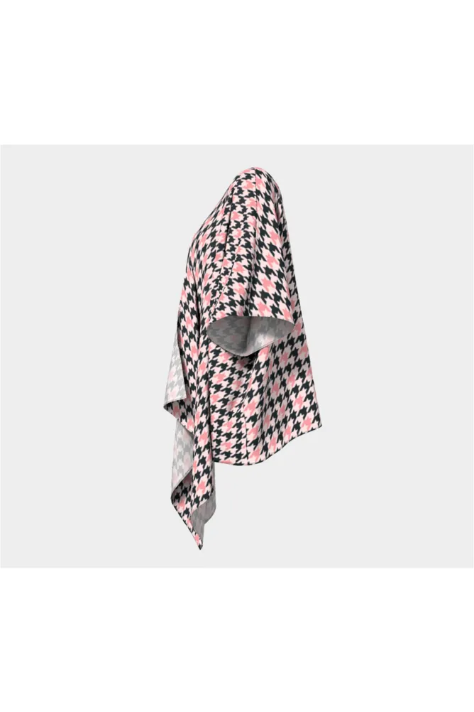 Pink Houndstooth Draped Kimono