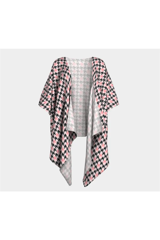 Pink Houndstooth Draped Kimono