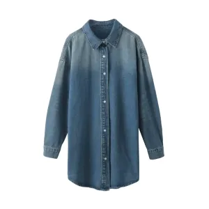 Pre Order:  Blue Denim Single-Breasted Long Sleeve Jacket