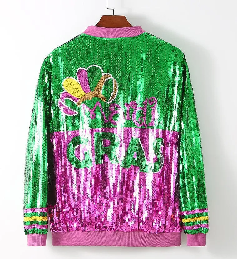 Pre Order:  Sequin Oversized Baseball Jacket