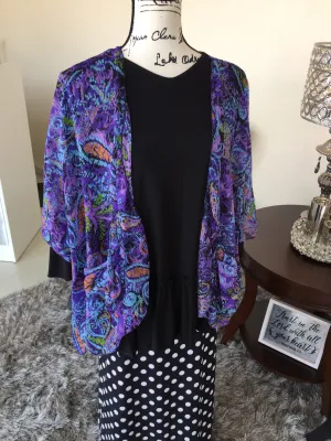 Purple Floral Chiffon Kimono