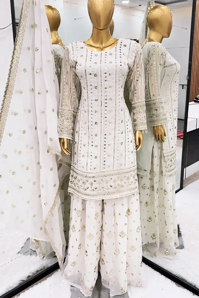 Raksha Bandhan Special White Sharara Dress For Girls