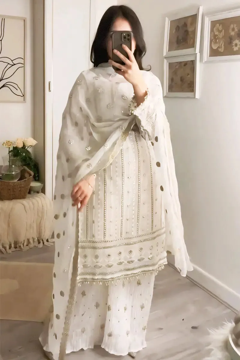 Raksha Bandhan Special White Sharara Dress For Girls