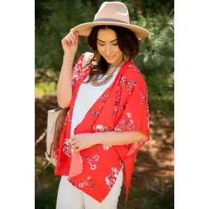 Red Floral Kimono