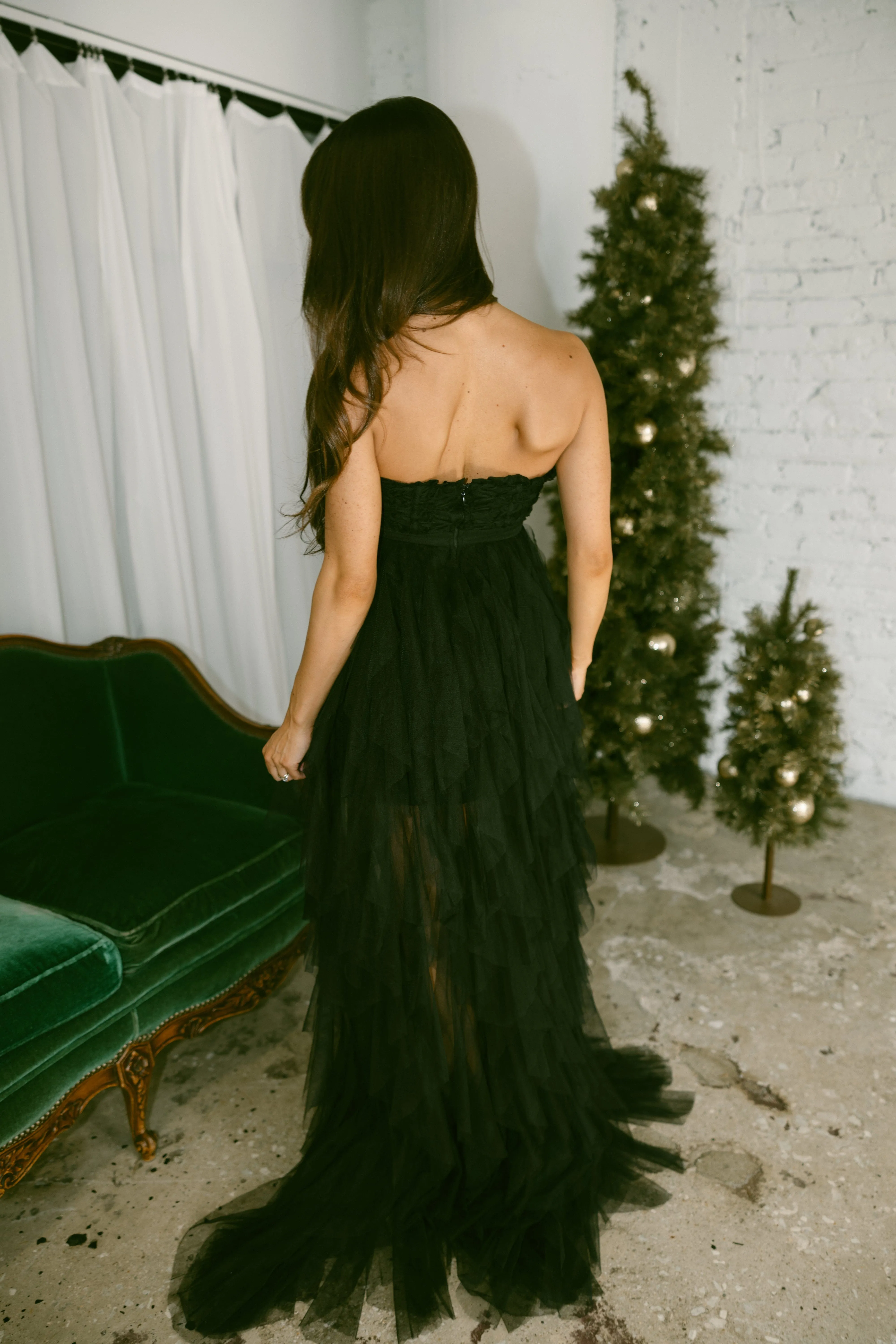 Regal Cascade Maxi Dress