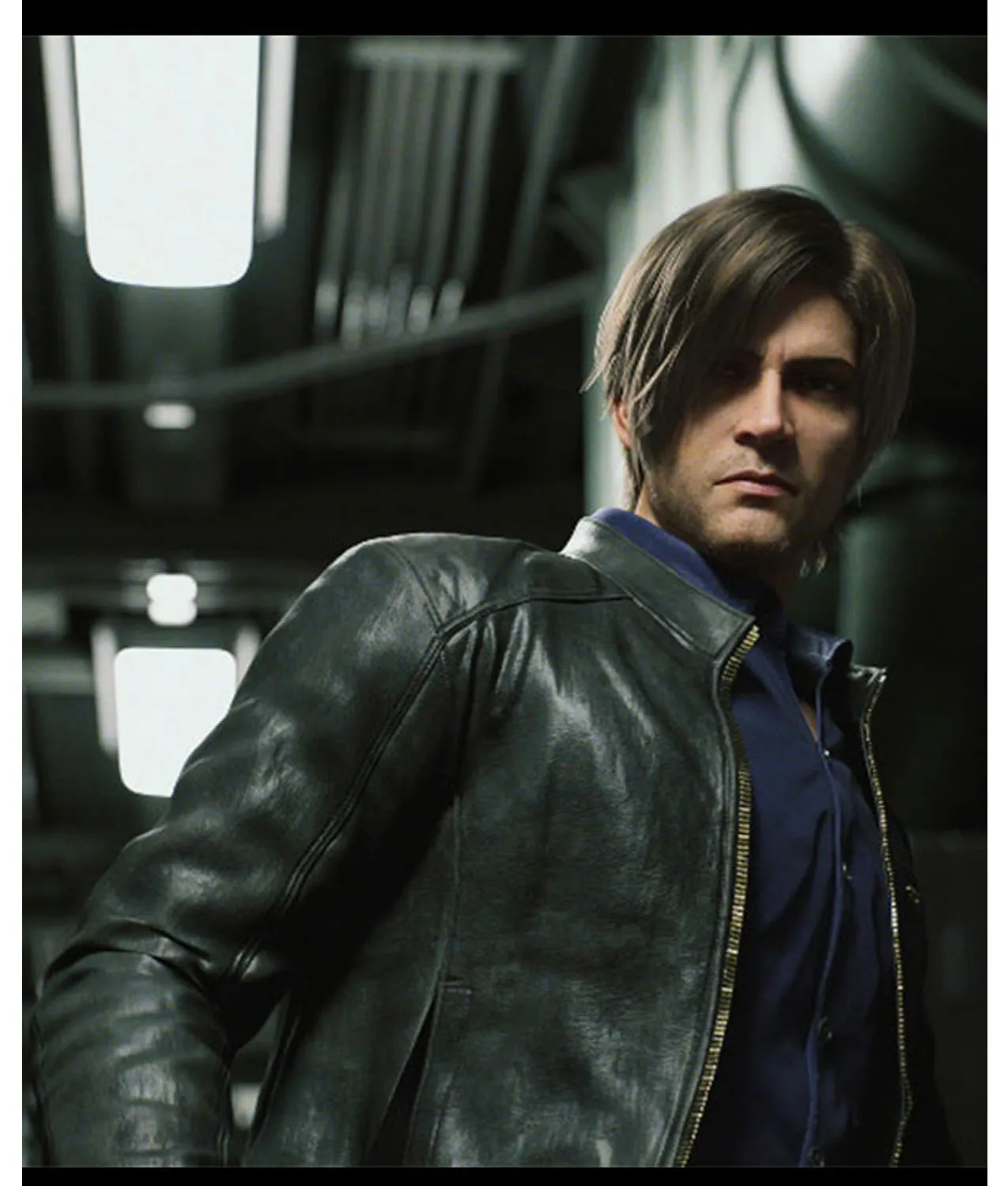 Resident Evil Infinite Darkness Leon Kennedy Black Leather Jacket