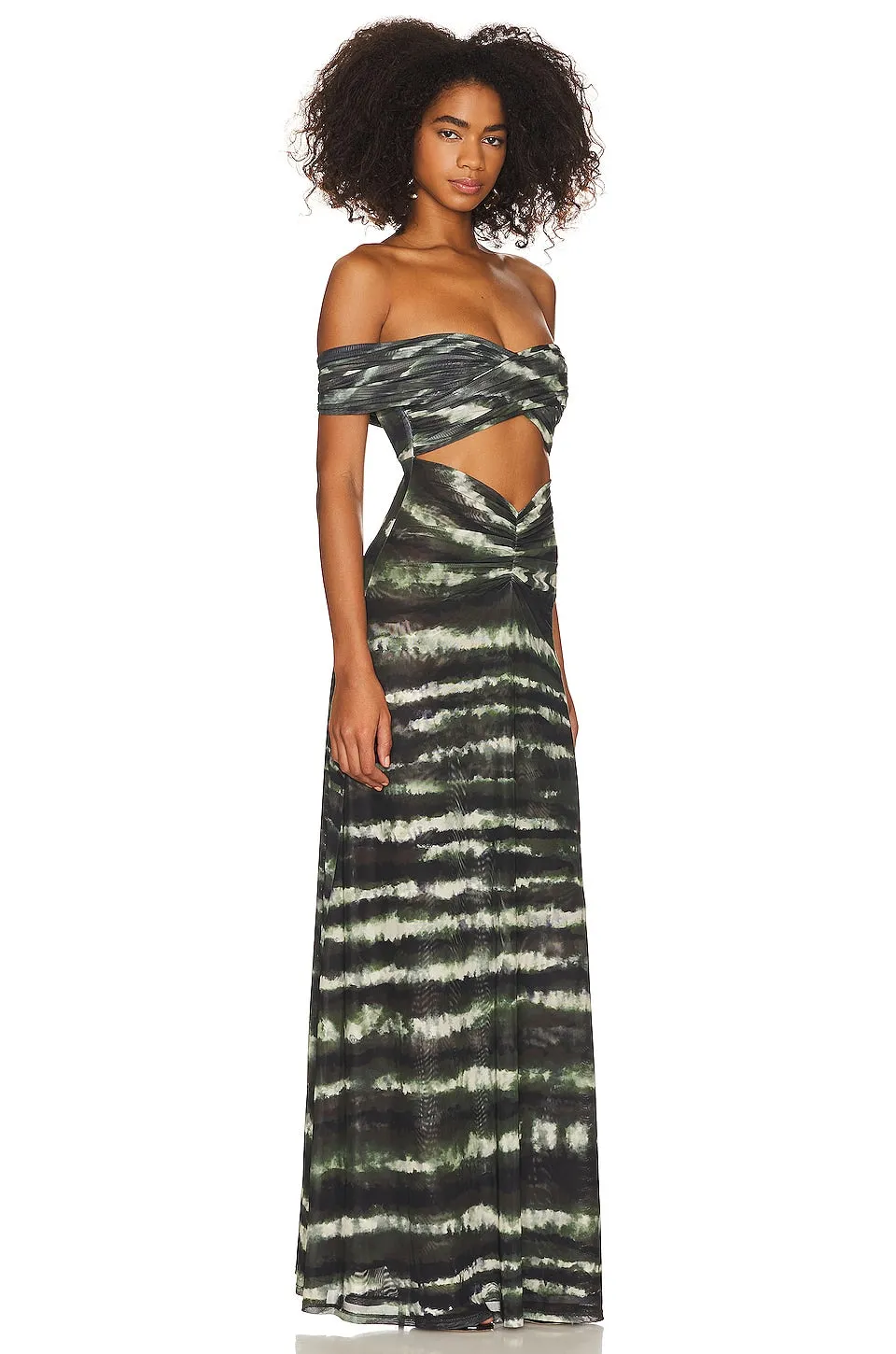 Ronny Kobo Beatriz Dress in Tie Dye Green