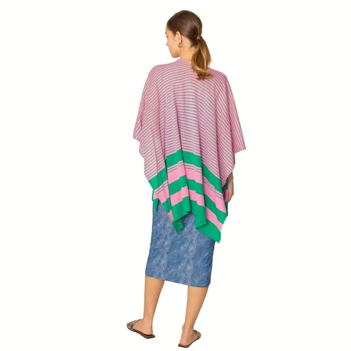 Ruana Kimono Striped Pink and Green