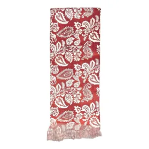 Rust Paisley Printed Scarf With Pocket Square