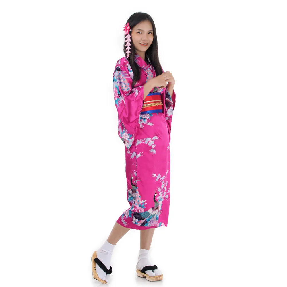 Sakura Pink Geisha Yukata Kimono Costume for Girls