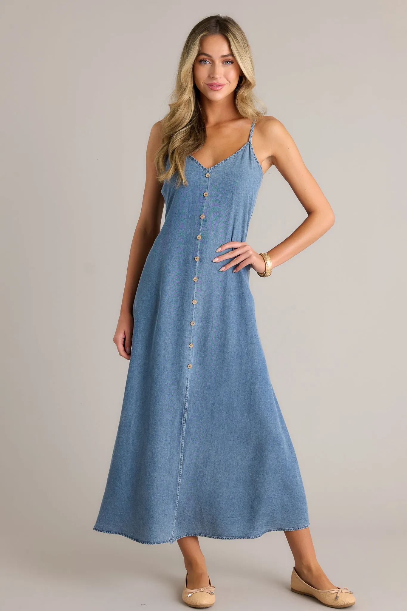 Secret Crush Light Chambray Maxi Dress