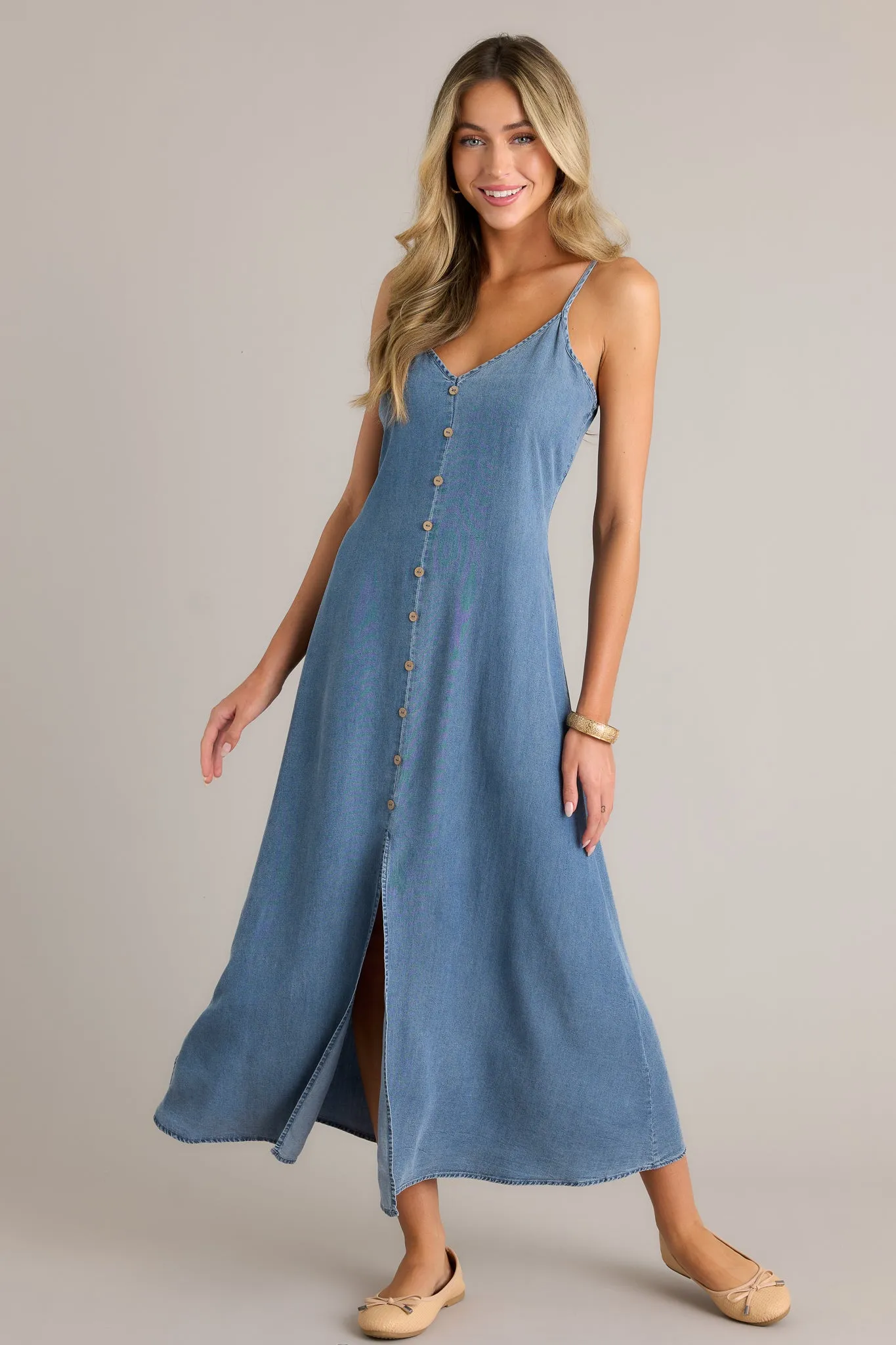 Secret Crush Light Chambray Maxi Dress